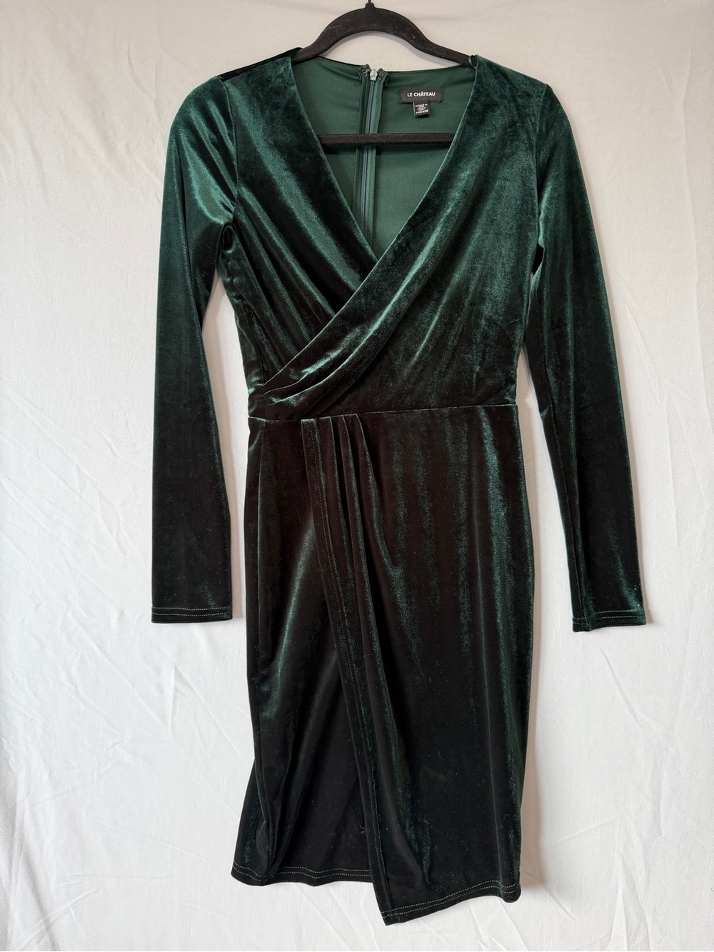 Le Chateau Womens Victorian Velvet Long Sleeve Wrap Dress XXS Green Whimsigoth